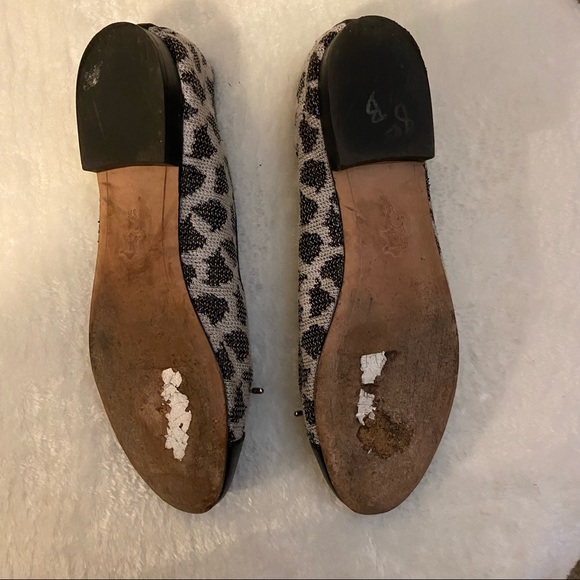 Sam Edelman Sara Size 8.5 Black Leather Captoe Leopard Print with Sequins Shoes - Picture 6 of 6